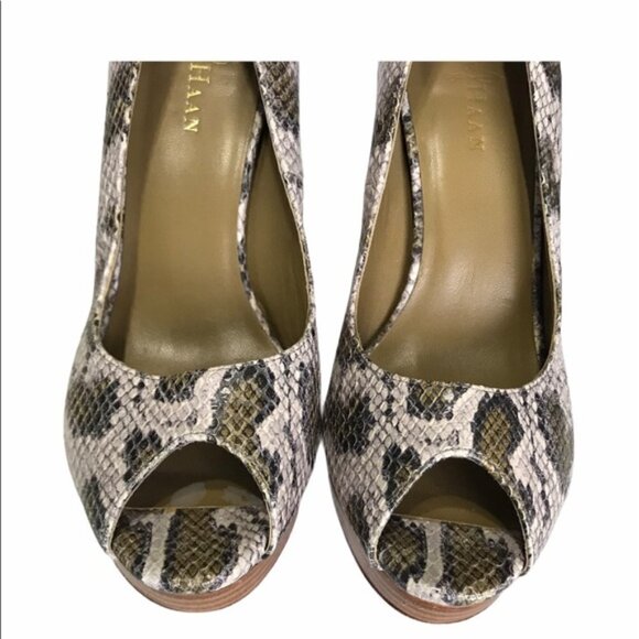 Cole Haan Heels Peep Toe Pumps Snakeskin Size 8 - Picture 8 of 8